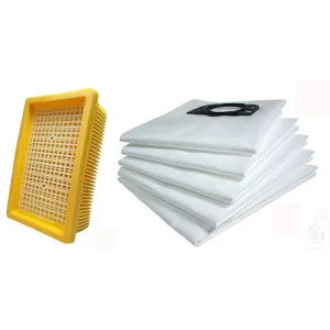 One HEPA Filter and 5 Fleece Filter Bags Tear Resistant, Compatible with Karcher Vacuum Cleaner WD4, WD5, WD 6, Imported