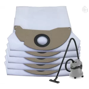 Set of 5 Dust Bags Compatible with Karcher WD2, MV2, Tear Resistant, 3-Ply Dust Bags Provides an Advanced Filtration on Micro-Level Compared to 2 Ply Paper Filters