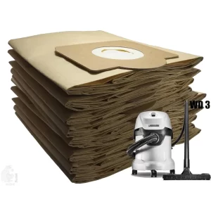 Paper Dust Bags compatible with Karcher WD3, WD3 P, MV3 & WD 3.200, Made Of Double Ply Filter, Tear Resistance. Imported (Pack of 10)