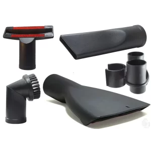 35 mm Connecting Size Vacuum Cleaner Accessory Kit, Set Of Two Upholstery Nozzle, One Crevice Tool, One 360 Degree Rotatable Brush And FREE Parking Clip - Black
