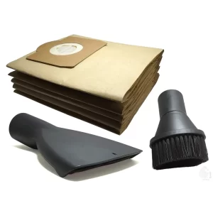 Vacuum Cleaner Accessory Kit, Set Of 5 Dust Bags, Upholstery Nozzle And 360 Degree Rotatable Brush For Karcher WD3, WD3 P, MV3 & WD 3.200, Connection size 35mm, Imported