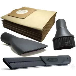 Set Of 5 Dust Bags, Upholstery Nozzle, Telescopic Crevice Tool and Rotatable Brush For Karcher WD3